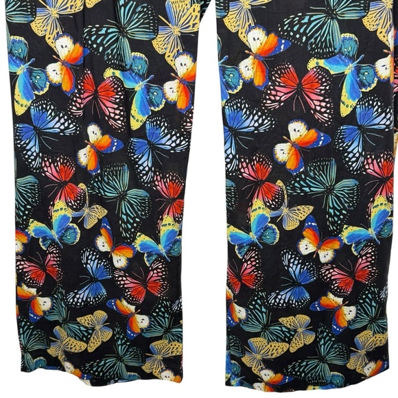 Johnny Was Butterfly Print Wide Leg Pants Size Small Pockets Relaxed Boho Fairy - Picture 4 of 13
